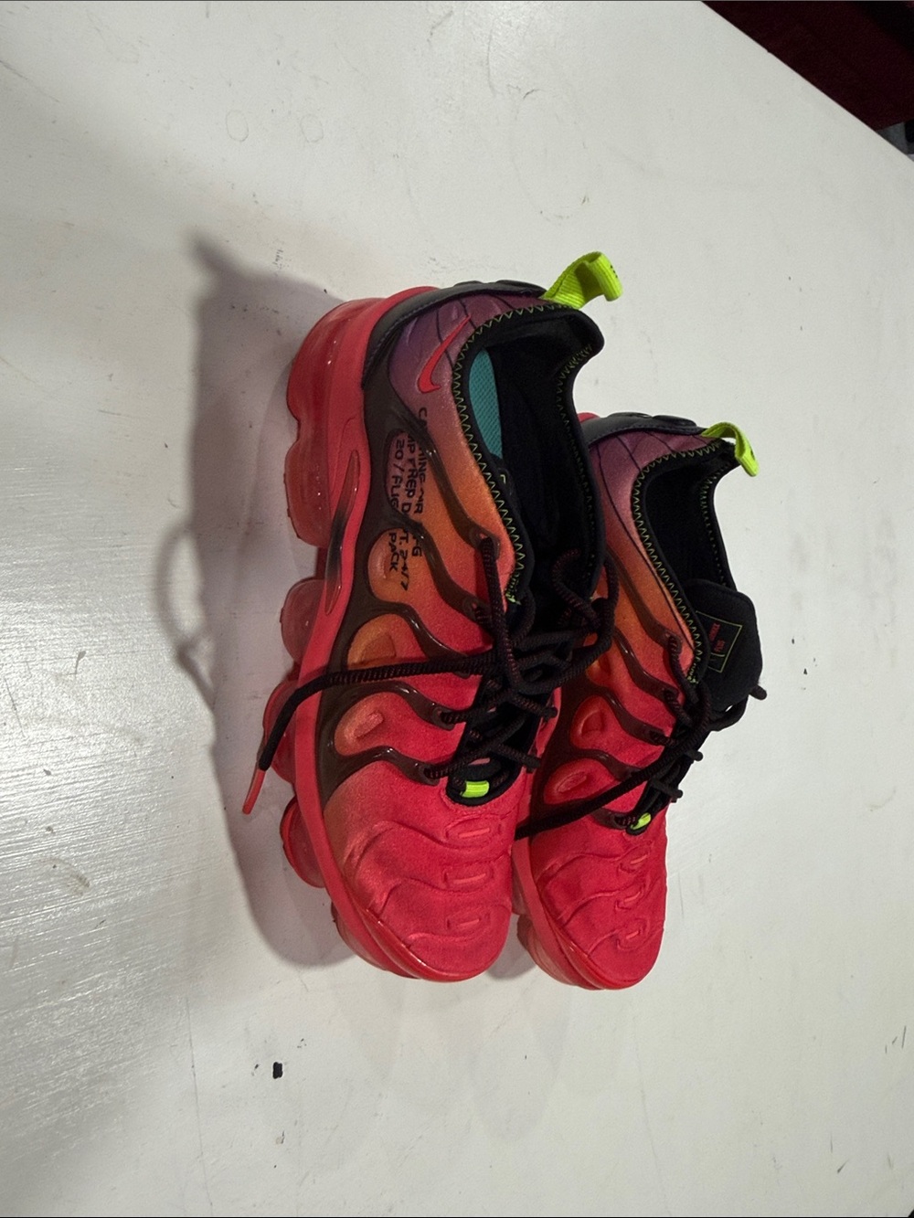 Nike Kids Sneakers in Red with Black and Neon Yellow Accents - Picture 6 of 7